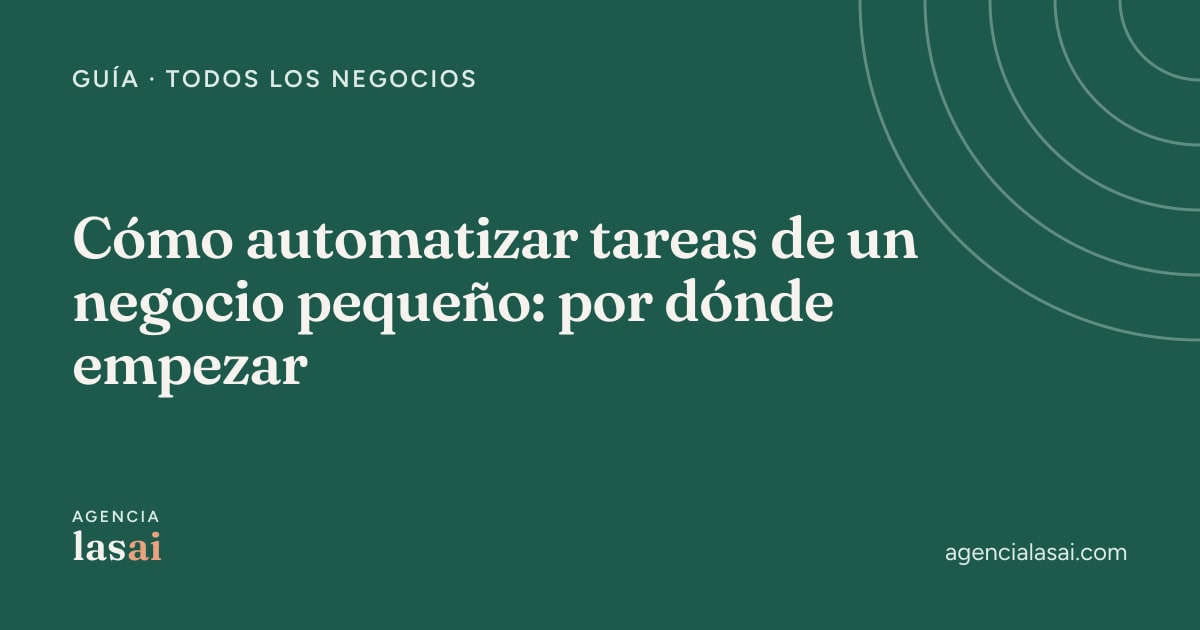Portada de la guía para automatizar tareas de un negocio pequeño, con el título sobre fondo verde