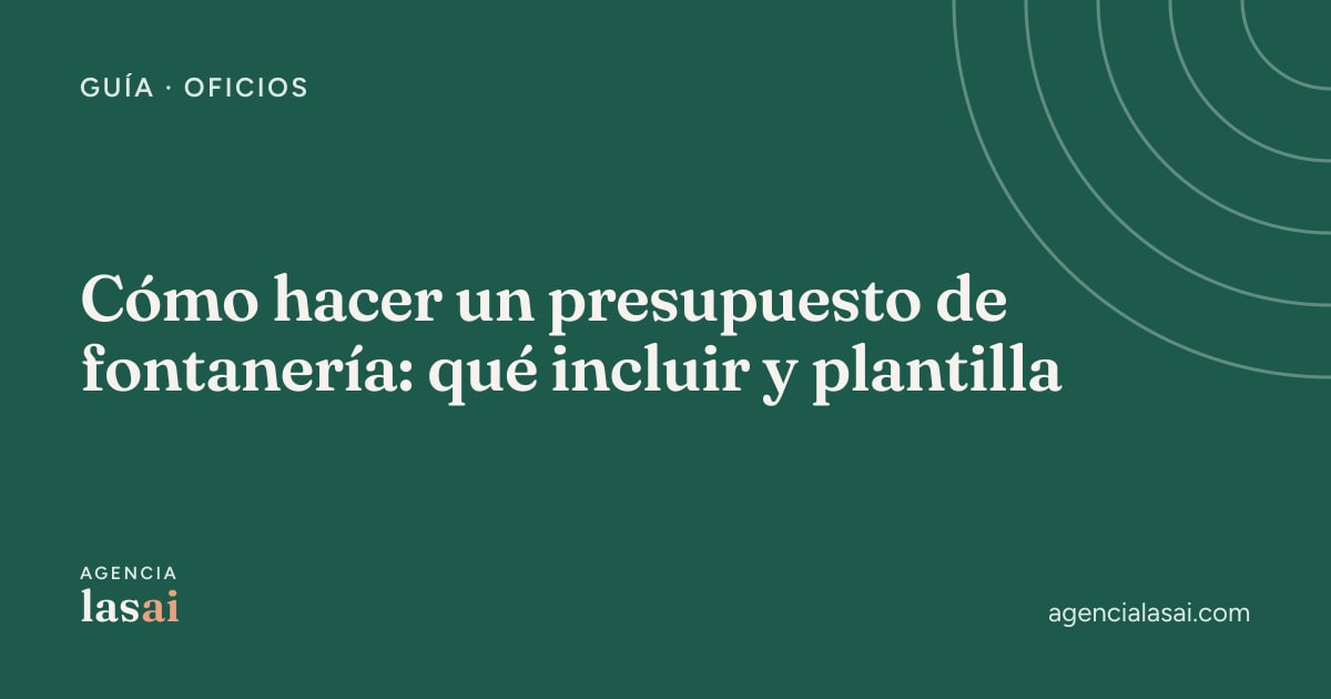 Portada de la guía para hacer un presupuesto de fontanería, con el título sobre fondo verde