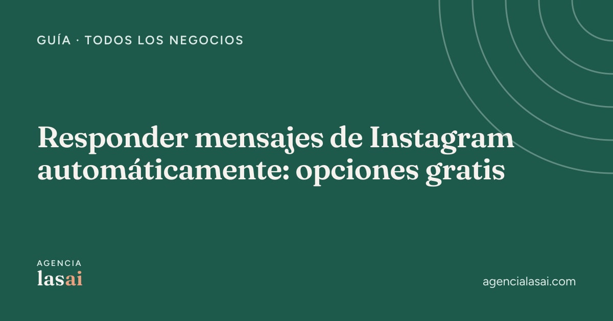 Portada verde de Agencia Lasai con el título de la guía para responder mensajes de Instagram automáticamente