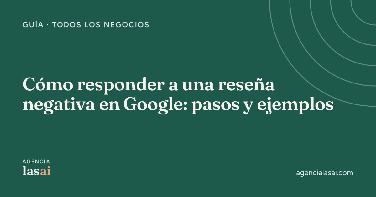 Portada de la guía sobre cómo responder a una reseña negativa en Google, con el título en blanco sobre fondo verde